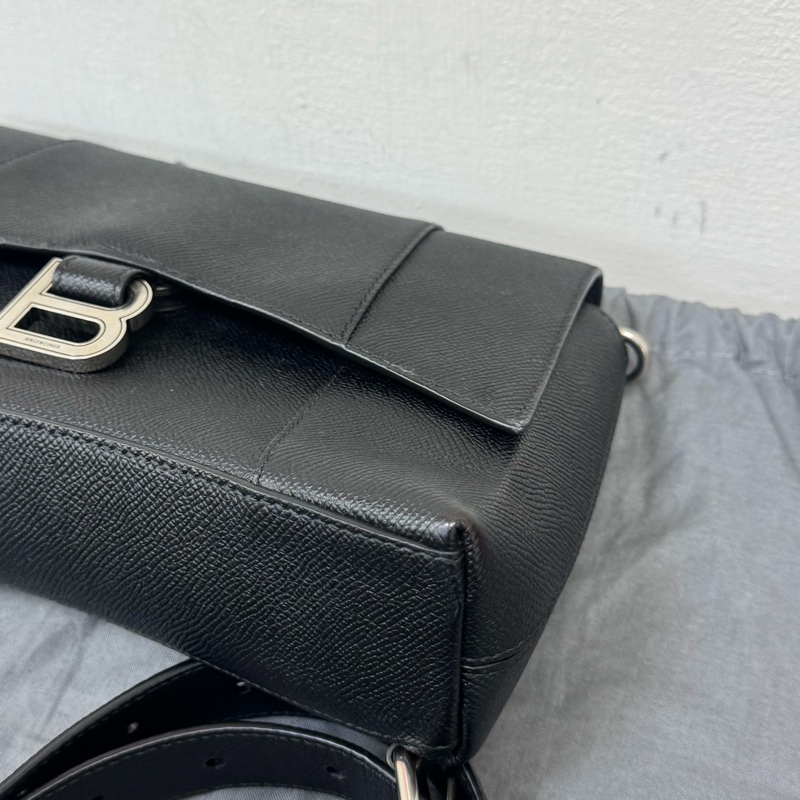 Balenciaga Downtown巴黎世家黑銀斜背包-11