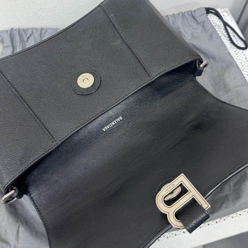 Balenciaga Downtown巴黎世家黑銀斜背包-18