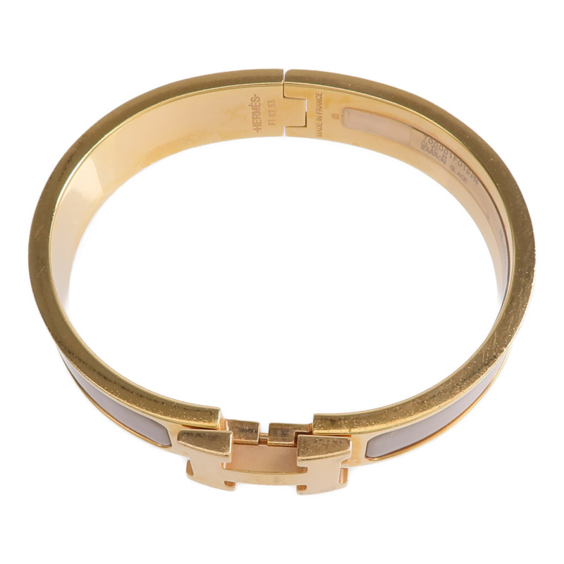 HERMES 金屬/琺瑯Clic H手鐲Marron Glace-3