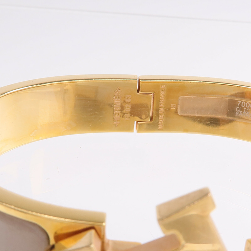HERMES 金屬/琺瑯Clic H手鐲Marron Glace-6