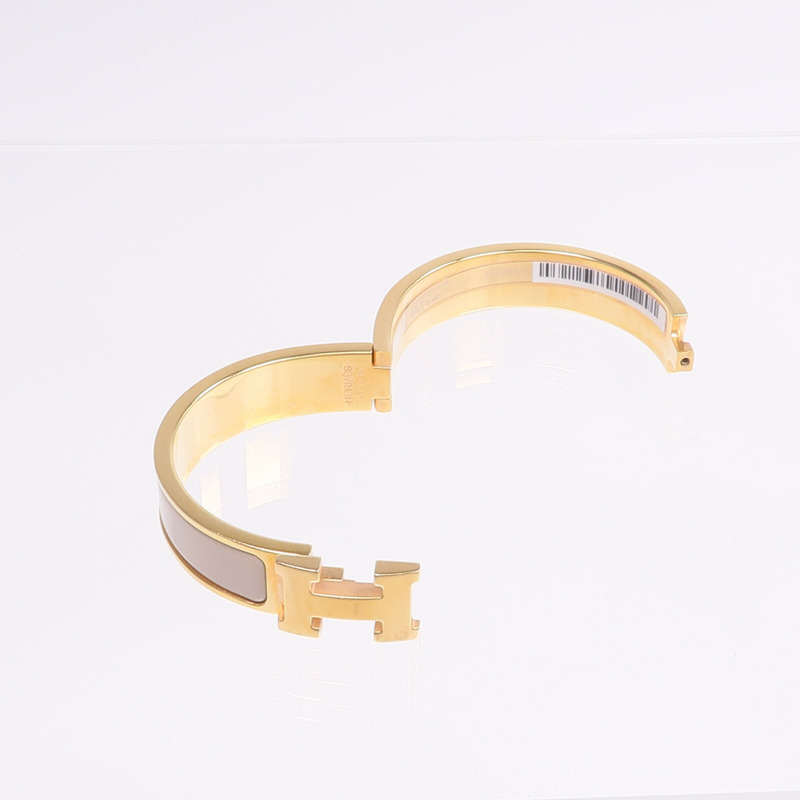 HERMES 金屬/琺瑯Clic H手鐲Marron Glace-7