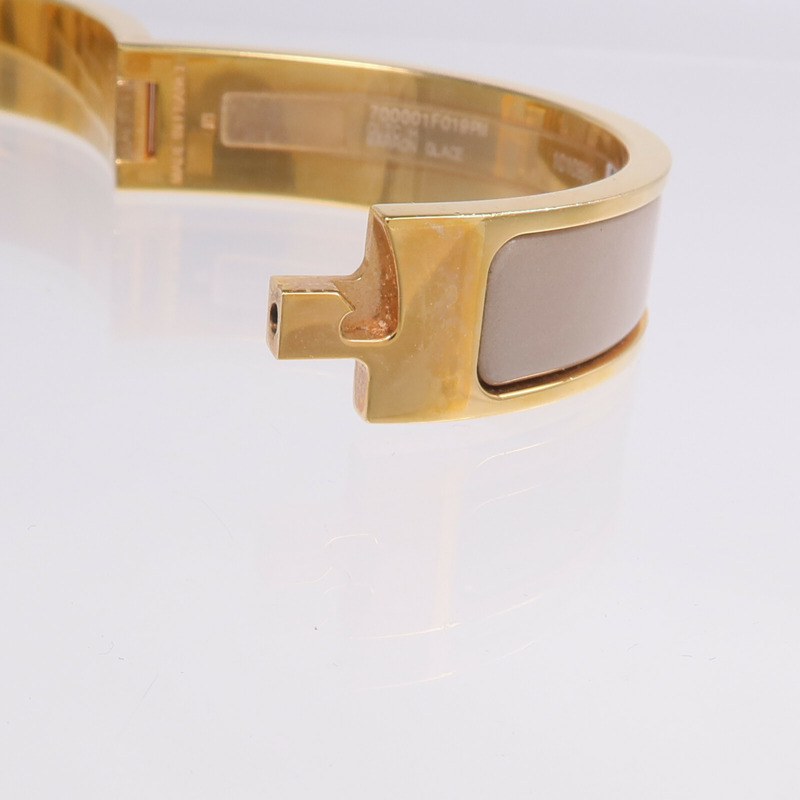HERMES 金屬/琺瑯Clic H手鐲Marron Glace-8