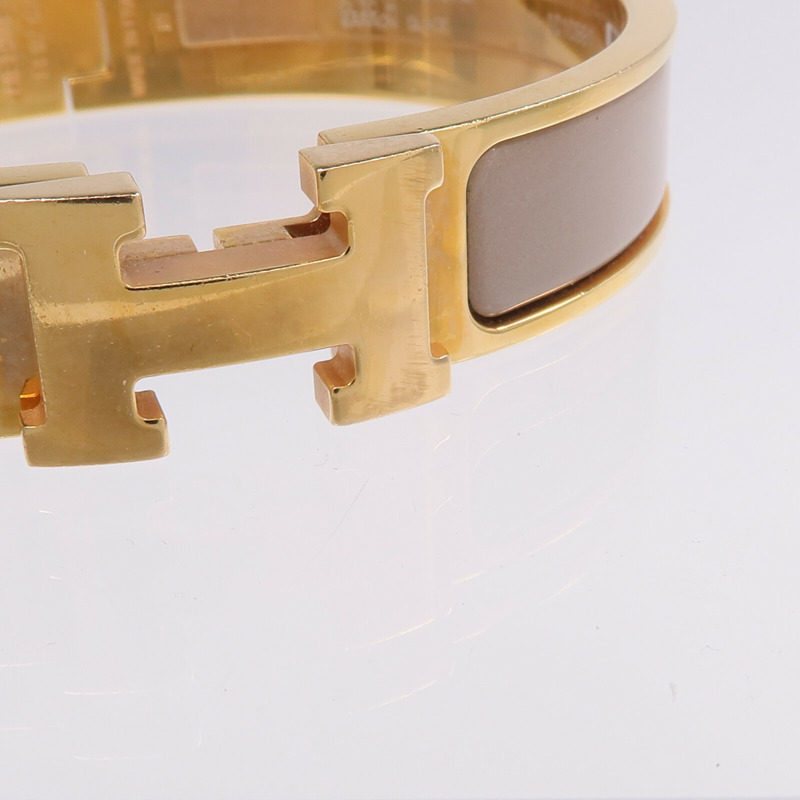 HERMES 金屬/琺瑯Clic H手鐲Marron Glace-9