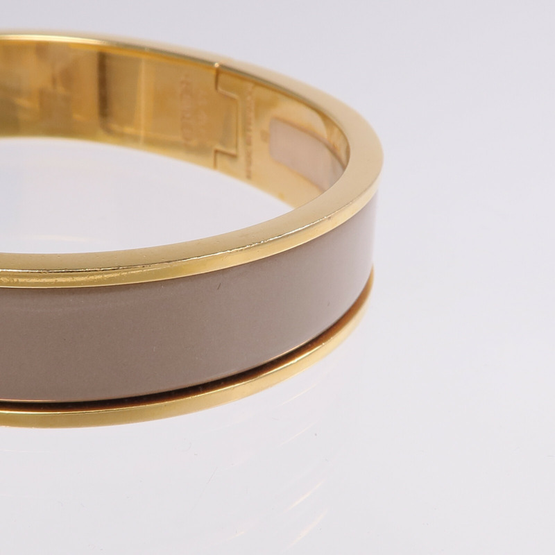 HERMES 金屬/琺瑯Clic H手鐲Marron Glace-10