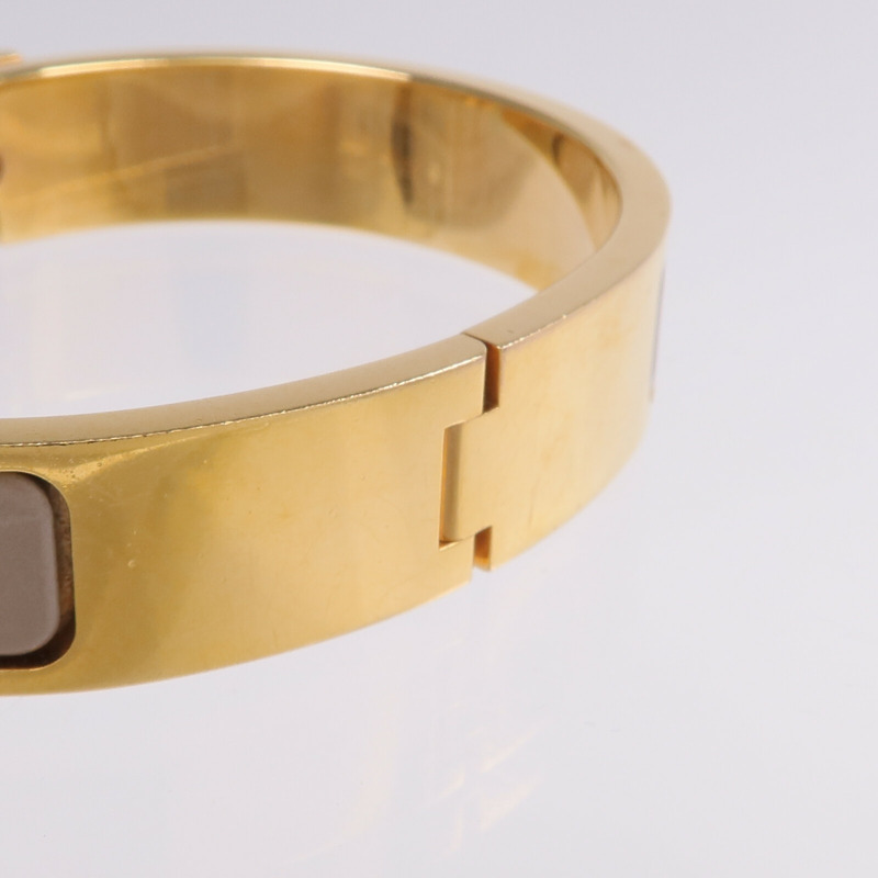 HERMES 金屬/琺瑯Clic H手鐲Marron Glace-11