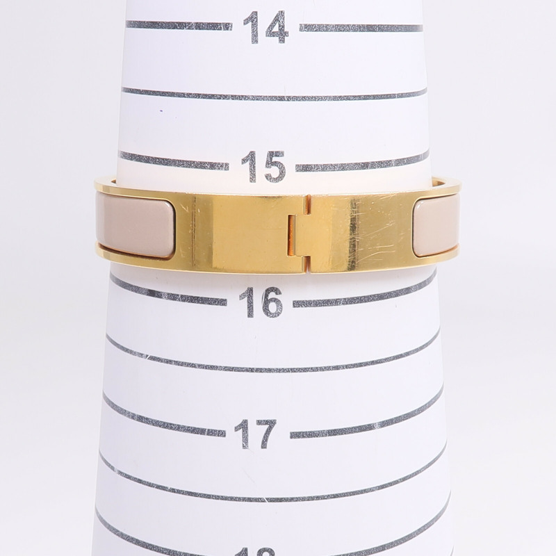 HERMES 金屬/琺瑯Clic H手鐲Marron Glace-13