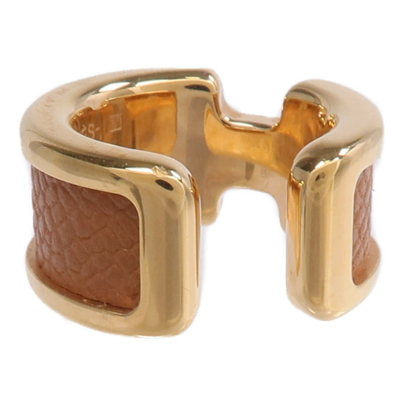 HERMES 金屬/Madame皮革 Olympe Ear Cuff耳夾Gold-1