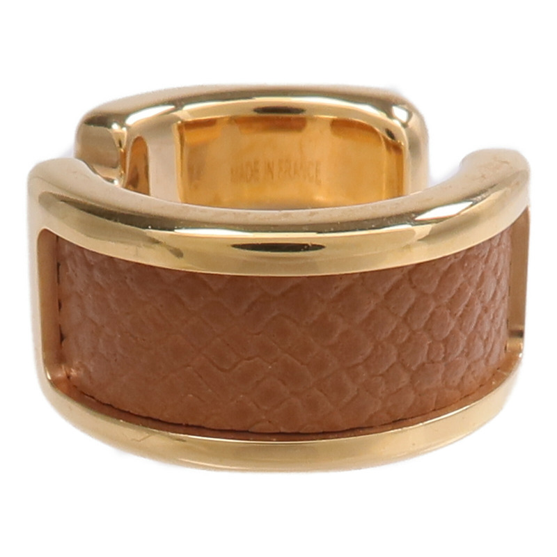 HERMES 金屬/Madame皮革 Olympe Ear Cuff耳夾Gold-2
