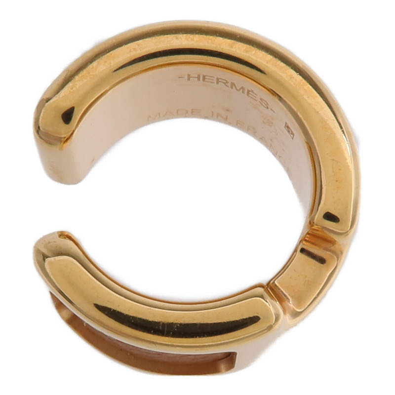 HERMES 金屬/Madame皮革 Olympe Ear Cuff耳夾Gold-3
