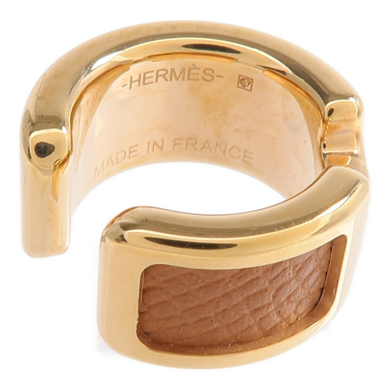 HERMES 金屬/Madame皮革 Olympe Ear Cuff耳夾Gold-4