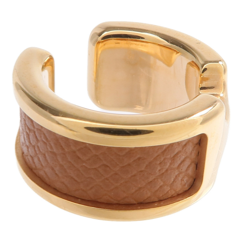 HERMES 金屬/Madame皮革 Olympe Ear Cuff耳夾Gold-5