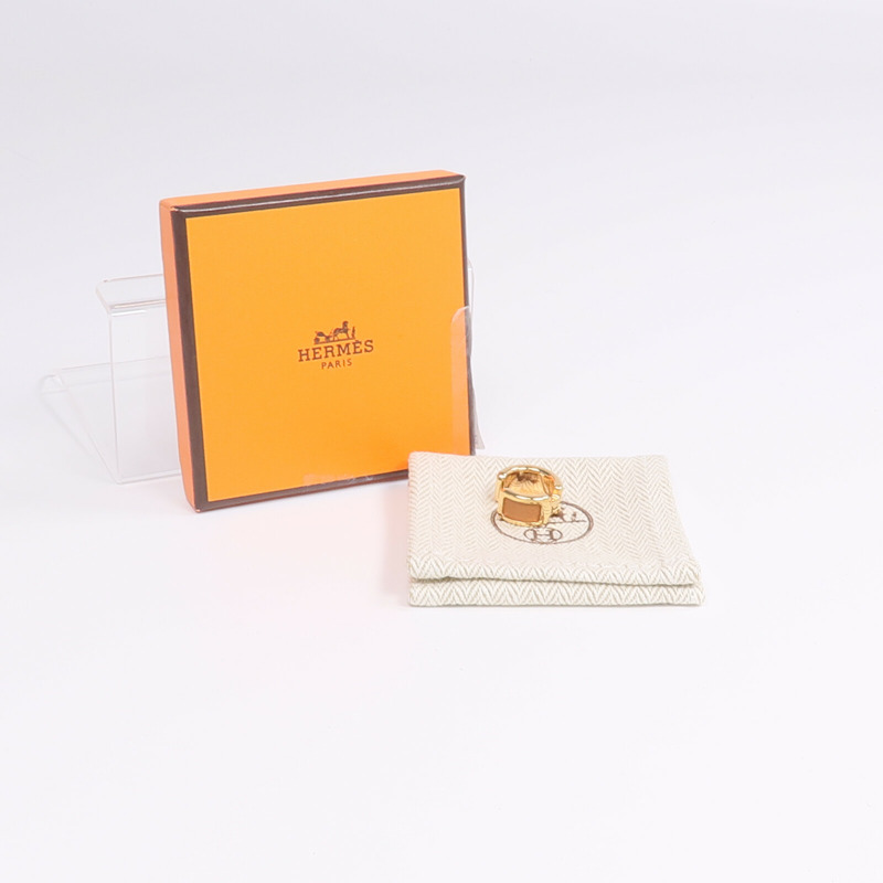 HERMES 金屬/Madame皮革 Olympe Ear Cuff耳夾Gold-6