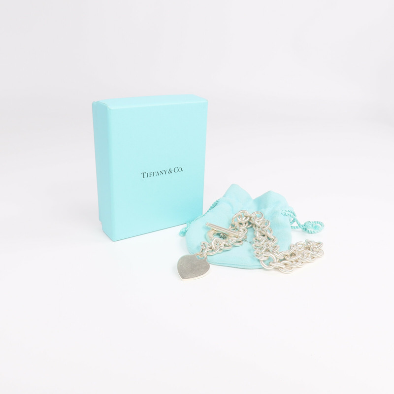 TIFFANY＆CO 925純銀Heart Tag Toggle Necklace項鍊-8