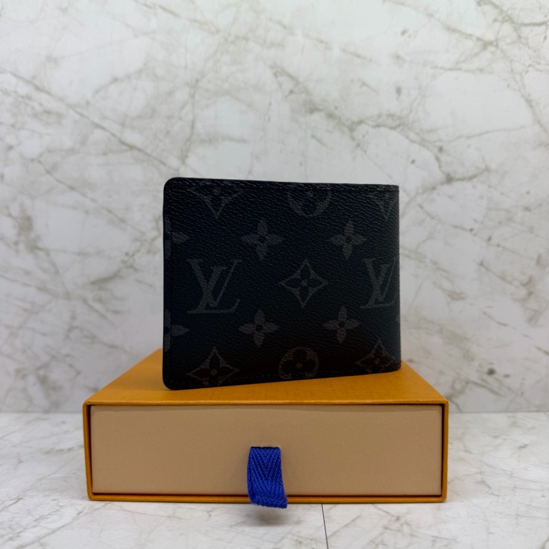 LV 黑色满版老花短夾M61695晶片-2