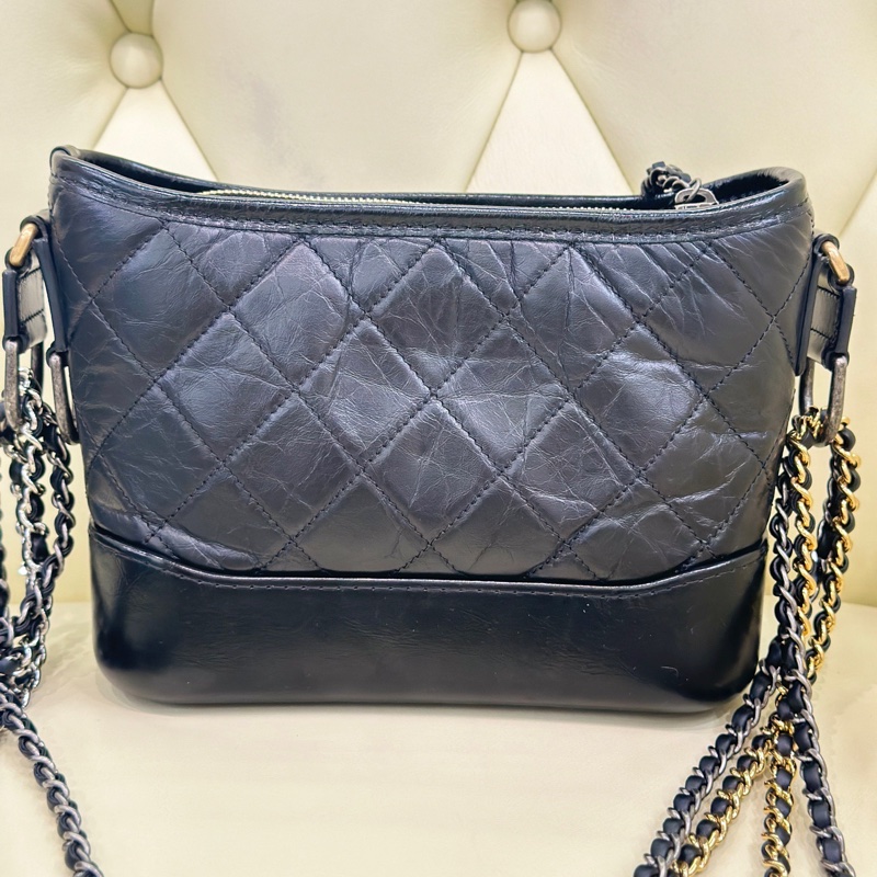 🌷保卡款！ Chanel 香奈兒 Gabrielle 流浪包 黑金牛皮 小號-7