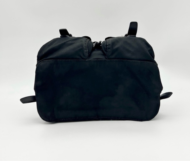 「JL精品代購」Prada黑銀小號降落傘尼龍雙肩包-6