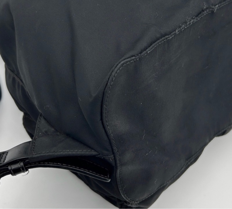 「JL精品代購」Prada黑銀小號降落傘尼龍雙肩包-9