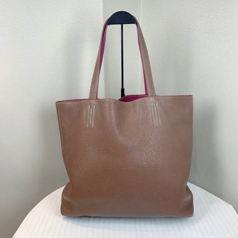 愛馬仕/Hermes Double Sens 36 棕色/紫紅色雙面托特包 兩面可背很實用 容量大適合通勤36x12x34cm