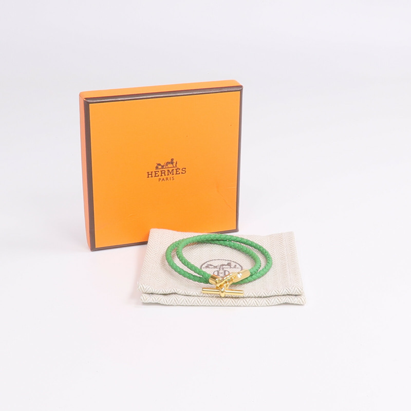 HERMES Swift皮革Glenan Double Tour手帶Menthe-9