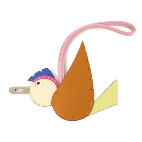 HERMES Epsom/Mysore/Milo/Swift皮革Birdy Charm掛飾Nata/Gold/Jaune Bourgeon/Bleu Electrique/Tosca/Mauve Sylvestre