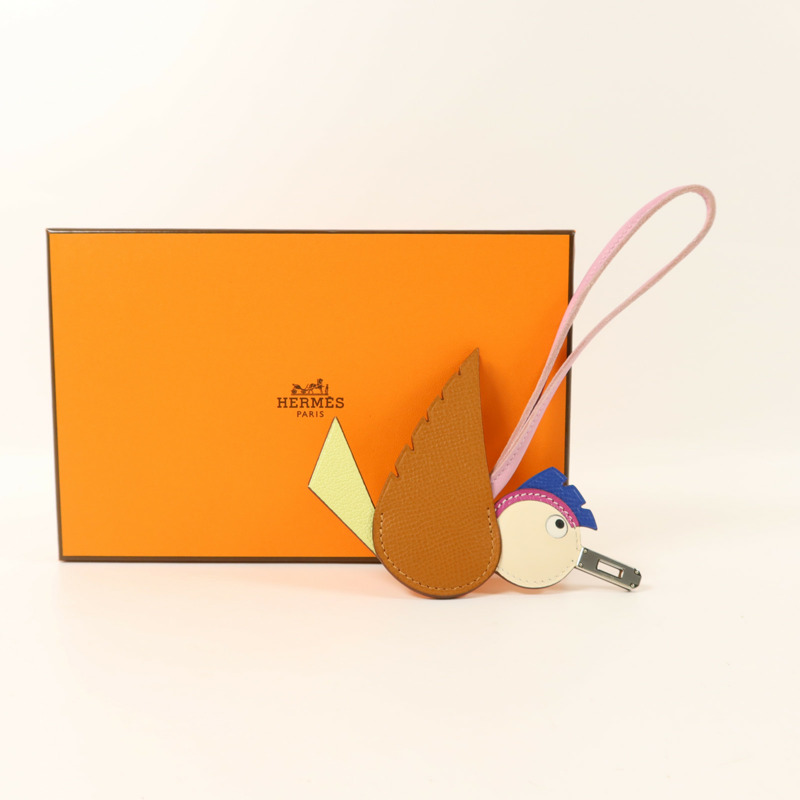 HERMES Epsom/Mysore/Milo/Swift皮革Birdy Charm掛飾Nata/Gold/Jaune Bourgeon/Bleu Electrique/Tosca/Mauve Sylvestre-8