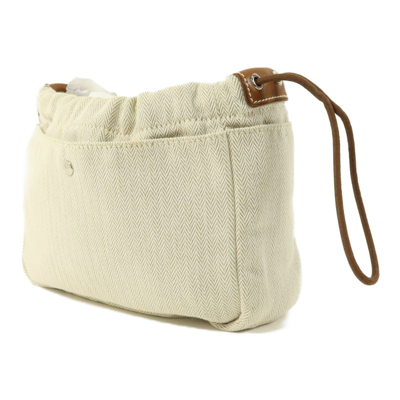 HERMES 帆布/Barenia皮革Fourbi 20 Pouch手拿包Naturel/Fauve-2
