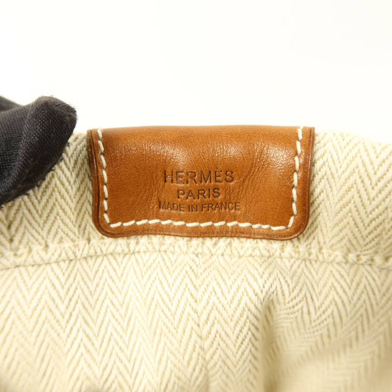 HERMES 帆布/Barenia皮革Fourbi 20 Pouch手拿包Naturel/Fauve-7