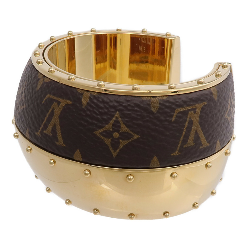 LOUIS VUITTON Monogram/金屬Wild LV Cuff M手鐲-1