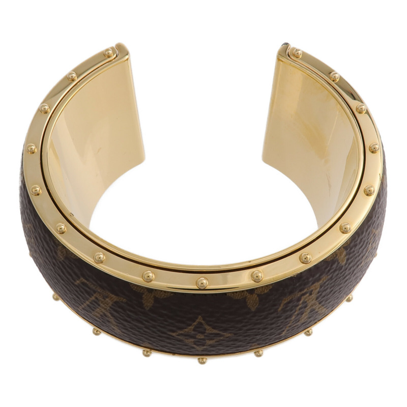 LOUIS VUITTON Monogram/金屬Wild LV Cuff M手鐲-3