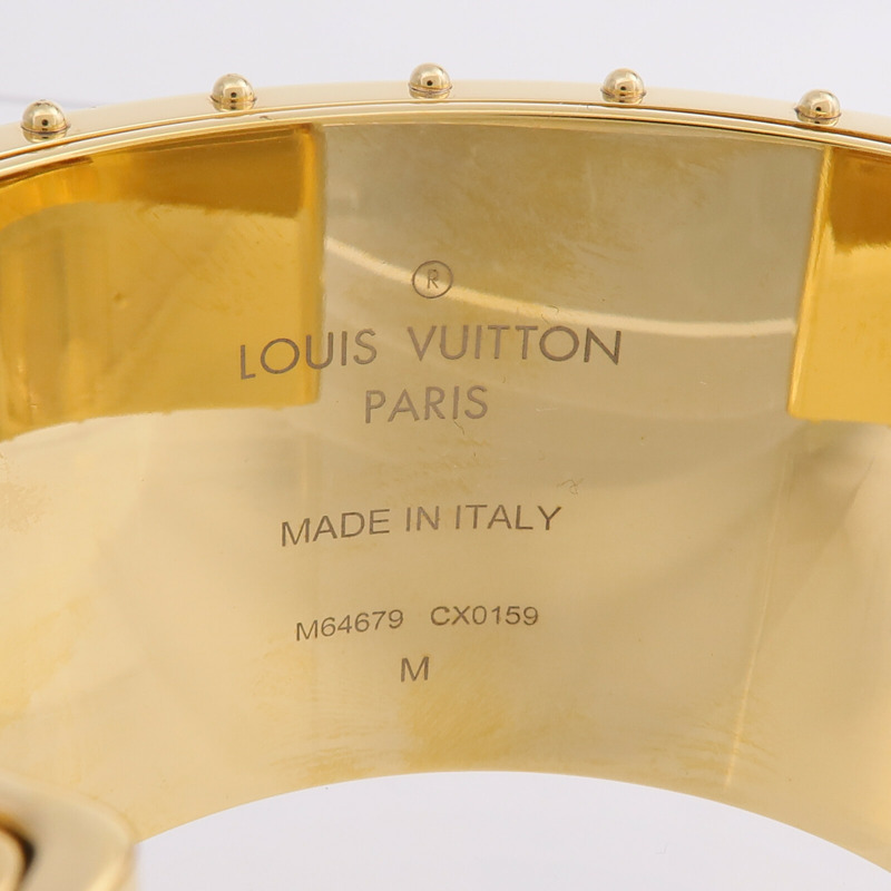 LOUIS VUITTON Monogram/金屬Wild LV Cuff M手鐲-4