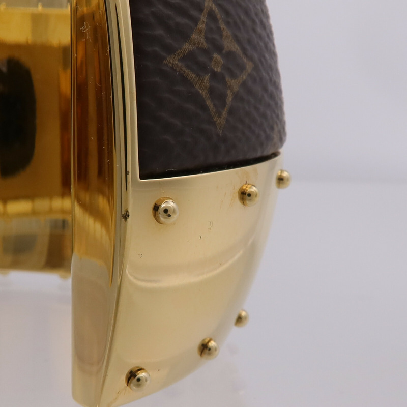 LOUIS VUITTON Monogram/金屬Wild LV Cuff M手鐲-5
