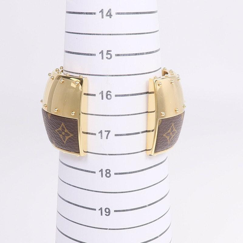 LOUIS VUITTON Monogram/金屬Wild LV Cuff M手鐲-9