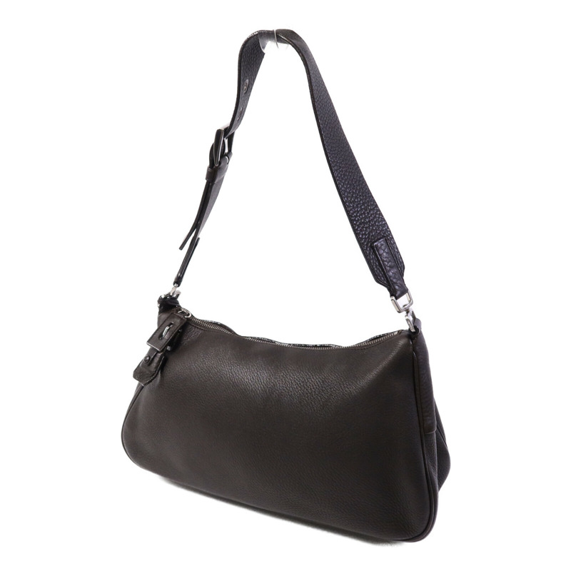 PRADA 牛皮皮革Shoulder Bag銀扣肩背袋-2
