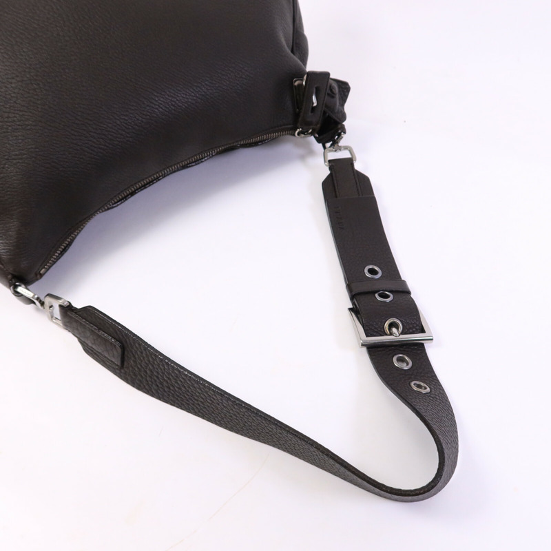 PRADA 牛皮皮革Shoulder Bag銀扣肩背袋-8