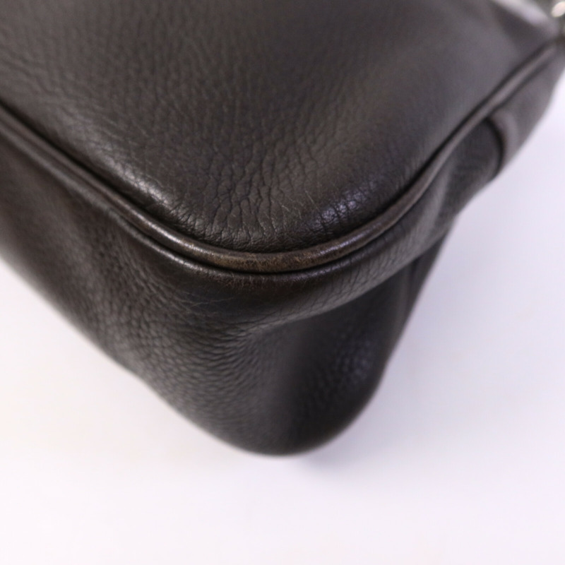 PRADA 牛皮皮革Shoulder Bag銀扣肩背袋-9