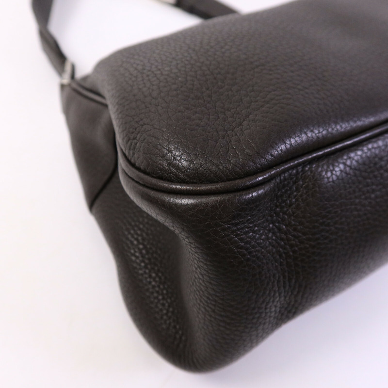 PRADA 牛皮皮革Shoulder Bag銀扣肩背袋-12