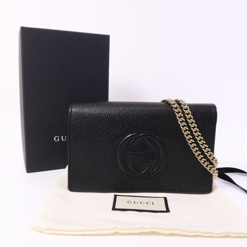 GUCCI 牛皮皮革Wallet On Chain金扣肩背袋-8