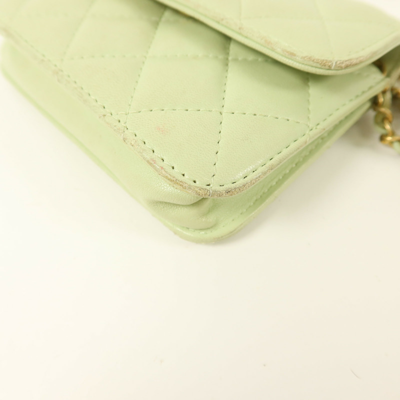 CHANEL 羊皮皮革Pearl Crush Mini Flap Bag鏈帶肩背袋-13