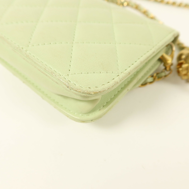 CHANEL 羊皮皮革Pearl Crush Mini Flap Bag鏈帶肩背袋-15