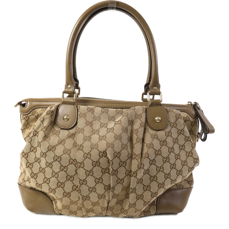 GUCCI 牛皮皮革/帆布2 Way Shoulder金扣手挽肩背兩用袋-1