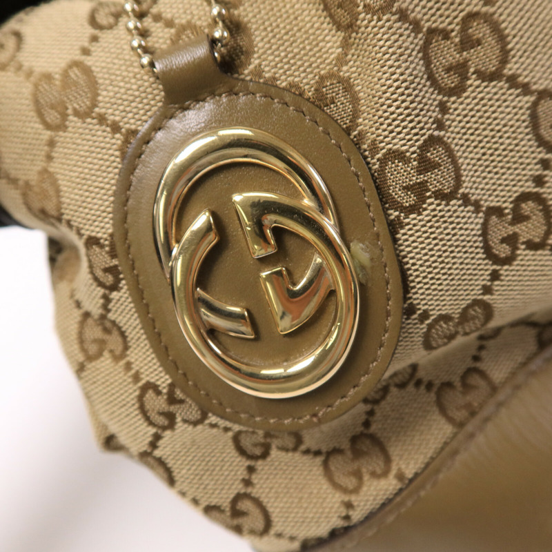 GUCCI 牛皮皮革/帆布2 Way Shoulder金扣手挽肩背兩用袋-4