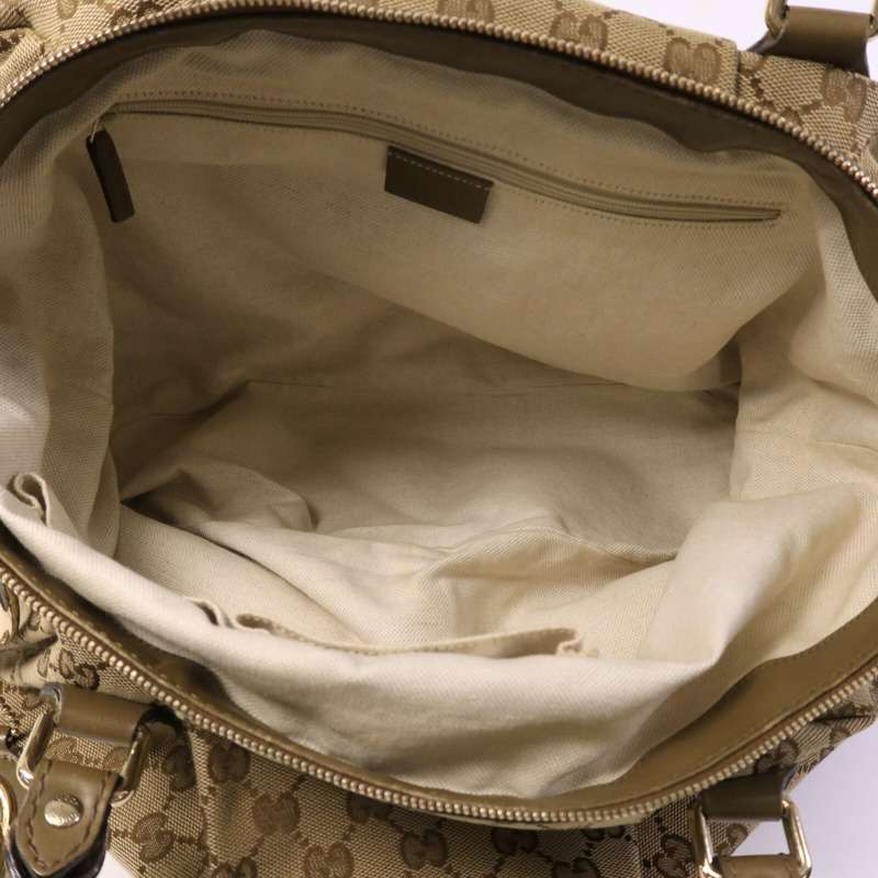 GUCCI 牛皮皮革/帆布2 Way Shoulder金扣手挽肩背兩用袋-5