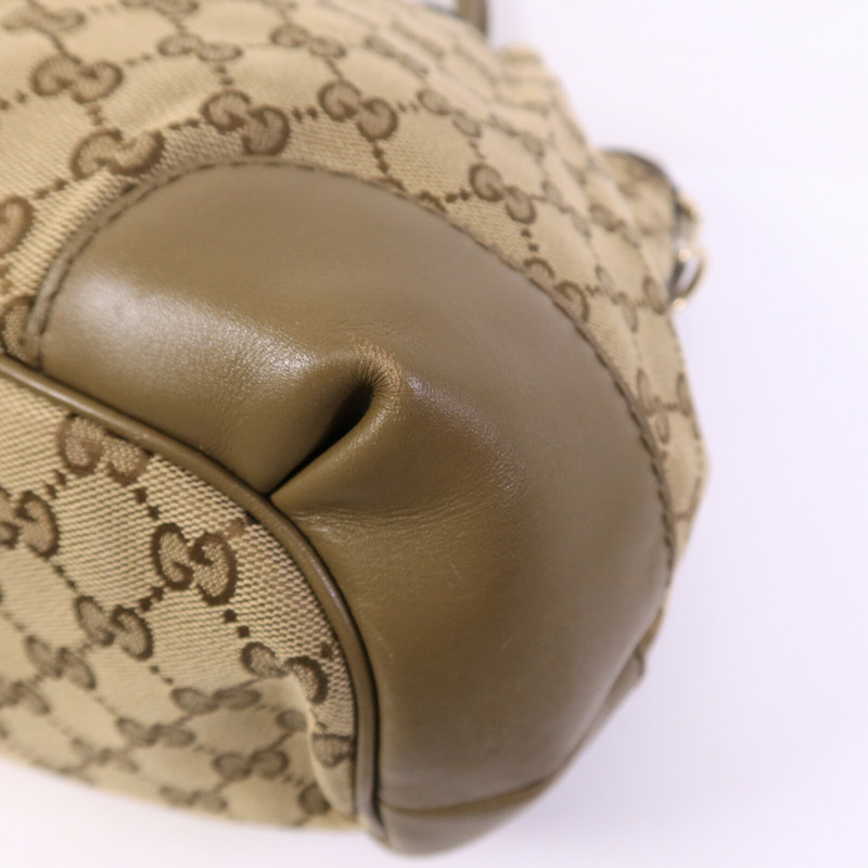 GUCCI 牛皮皮革/帆布2 Way Shoulder金扣手挽肩背兩用袋-7