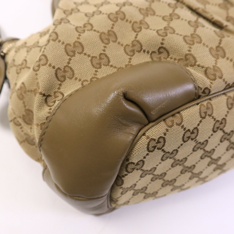 GUCCI 牛皮皮革/帆布2 Way Shoulder金扣手挽肩背兩用袋-8