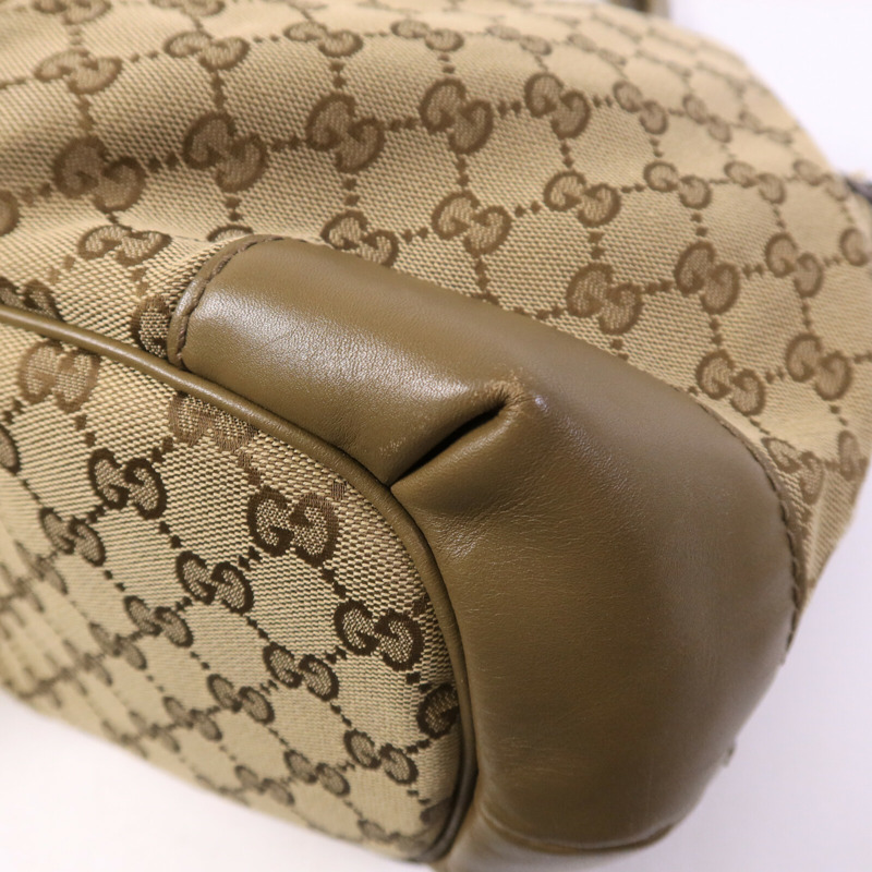 GUCCI 牛皮皮革/帆布2 Way Shoulder金扣手挽肩背兩用袋-9