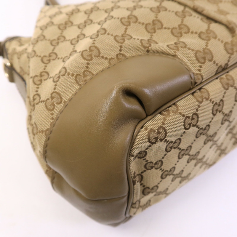 GUCCI 牛皮皮革/帆布2 Way Shoulder金扣手挽肩背兩用袋-10