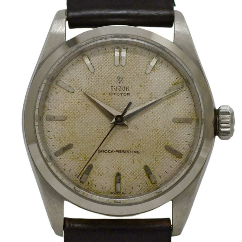 帝舵蠔式腕錶，米色、銀色、棕色，7934，手動上鍊，已翻新，不銹鋼錶殼，皮錶帶，216*** 帝舵-1