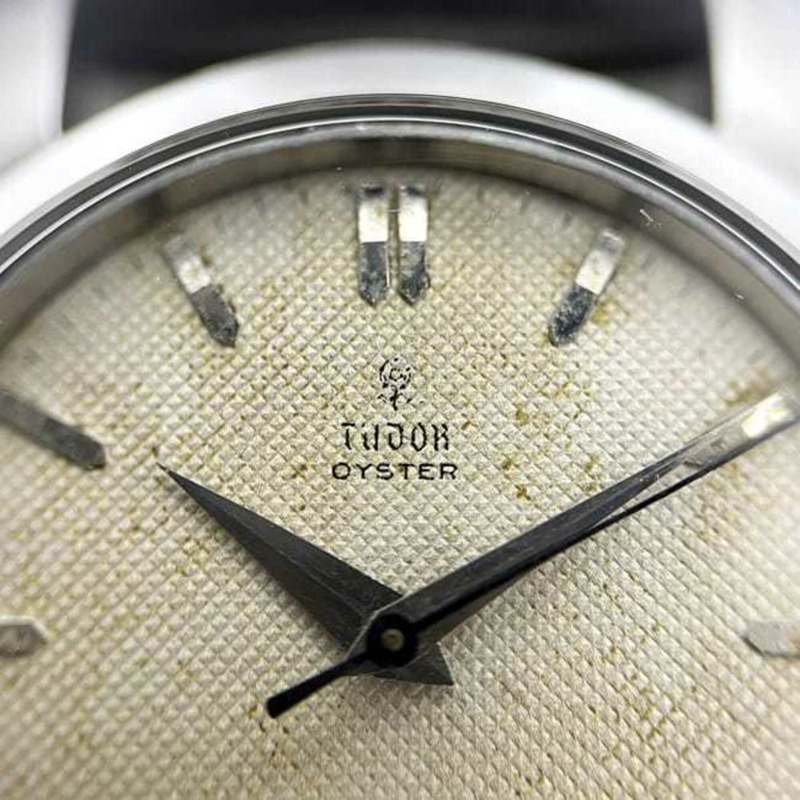 帝舵蠔式腕錶，米色、銀色、棕色，7934，手動上鍊，已翻新，不銹鋼錶殼，皮錶帶，216*** 帝舵-7