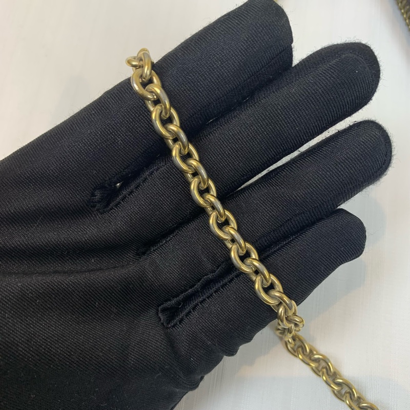 芬迪/Fendi Zucca 棕色金扣老花塗鴉腋下麻將包 獨特的玫瑰花與瓢蟲圖案20x4x12cm-7