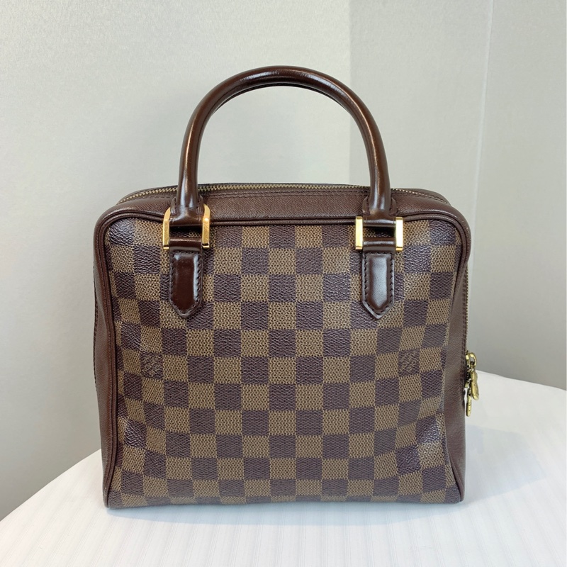 路易威登/Louis Vuitton 中古Vintage棕色金扣棋盤格豆腐包手提包 簡約低調 四季可用 24x10x20cm-1